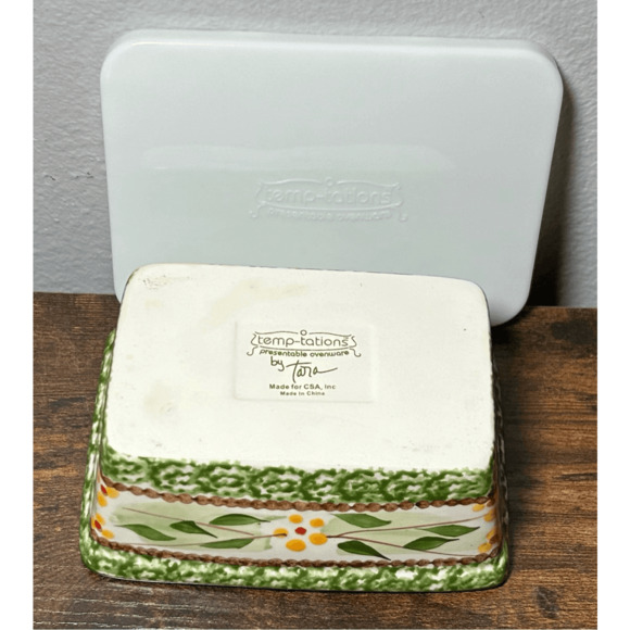 Temptations by Tara Presentable Ovenware Old World Green Small Loaf Pan w/ lid - Picture 9 of 12